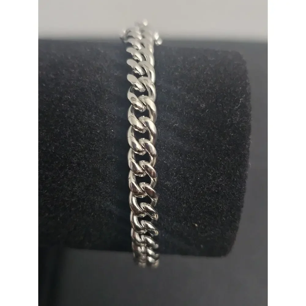 8in. stainless steel-6mm Cuban Bracelet w/triple Box lock